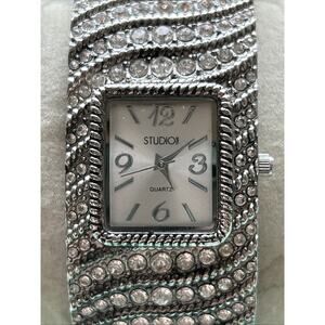 Studio Time Silver Tone Women’s Cuff Watch